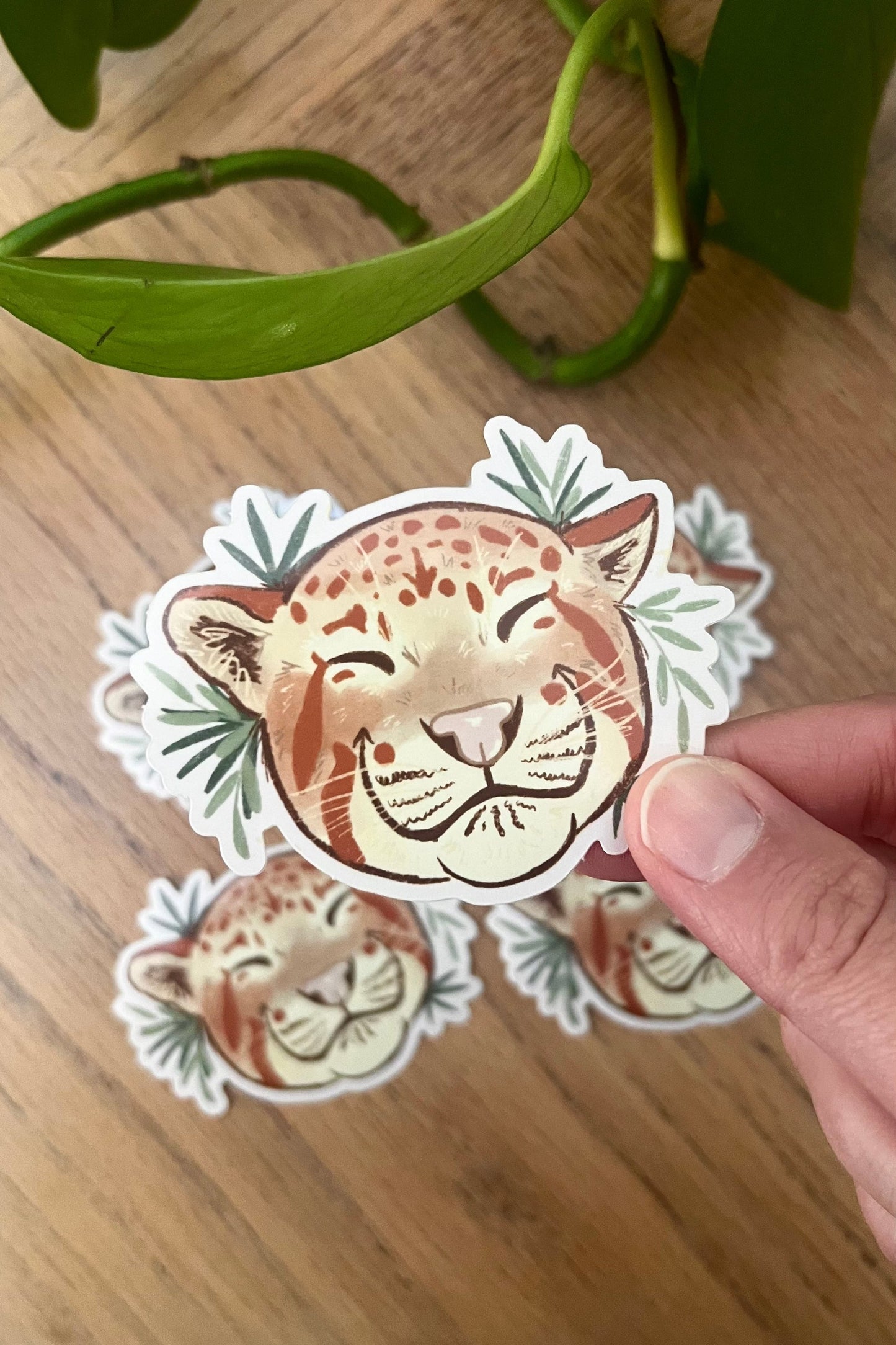 Happy Clouded Leopard Vinyl Sticker