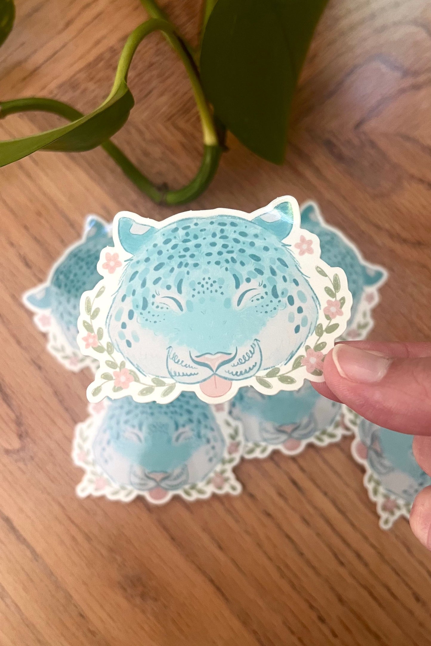 Silly Snow Leopard Vinyl Sticker