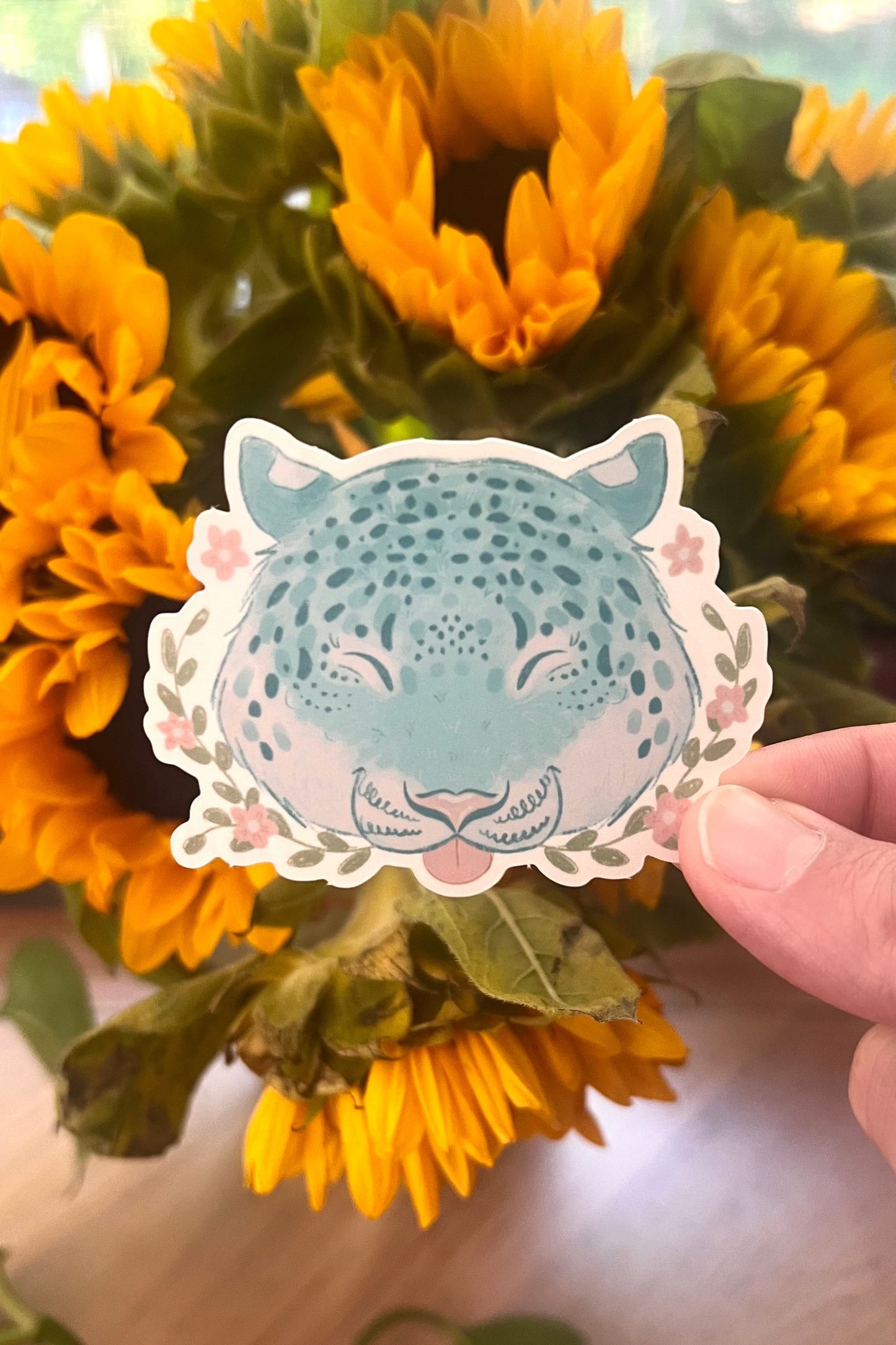 Silly Snow Leopard Vinyl Sticker