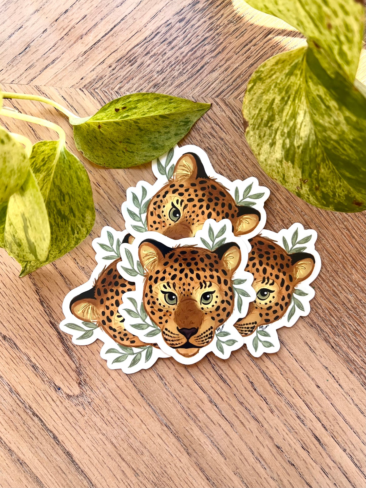 Happy Leopard Vinyl Sticker