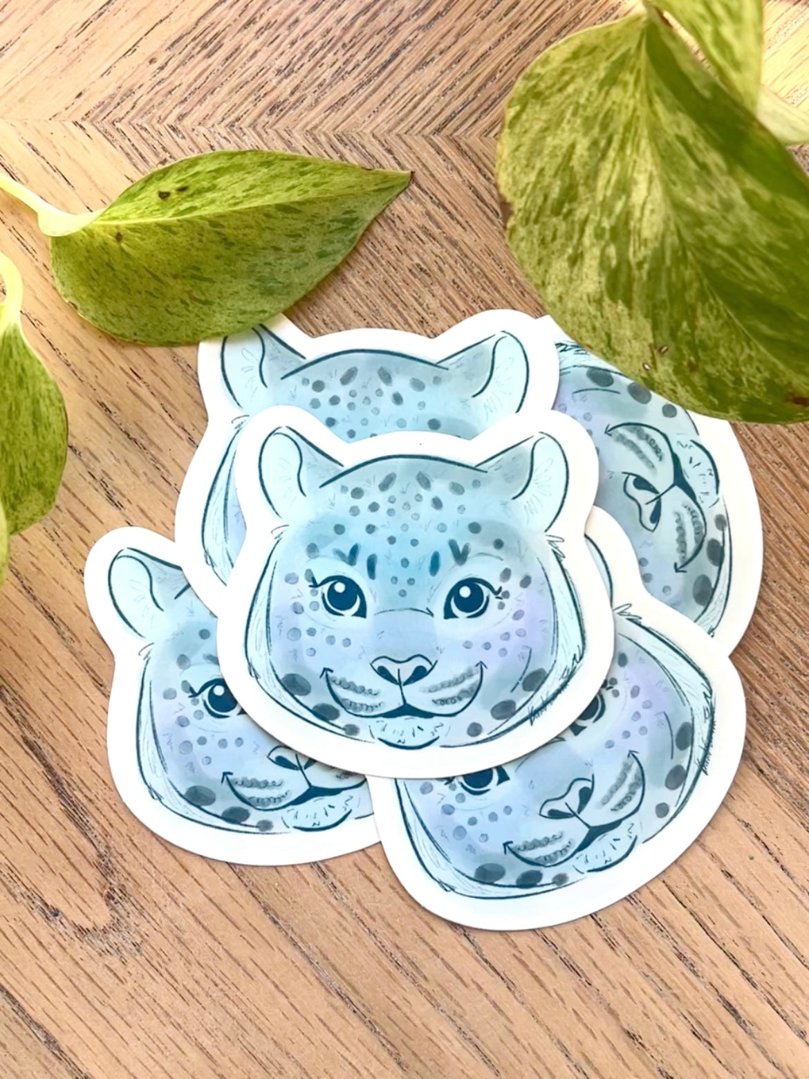 Happy Snow Leopard Vinyl Sticker